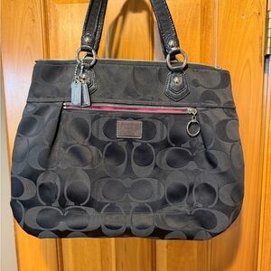 Coach Black and Gray Signature Shoulder Bag